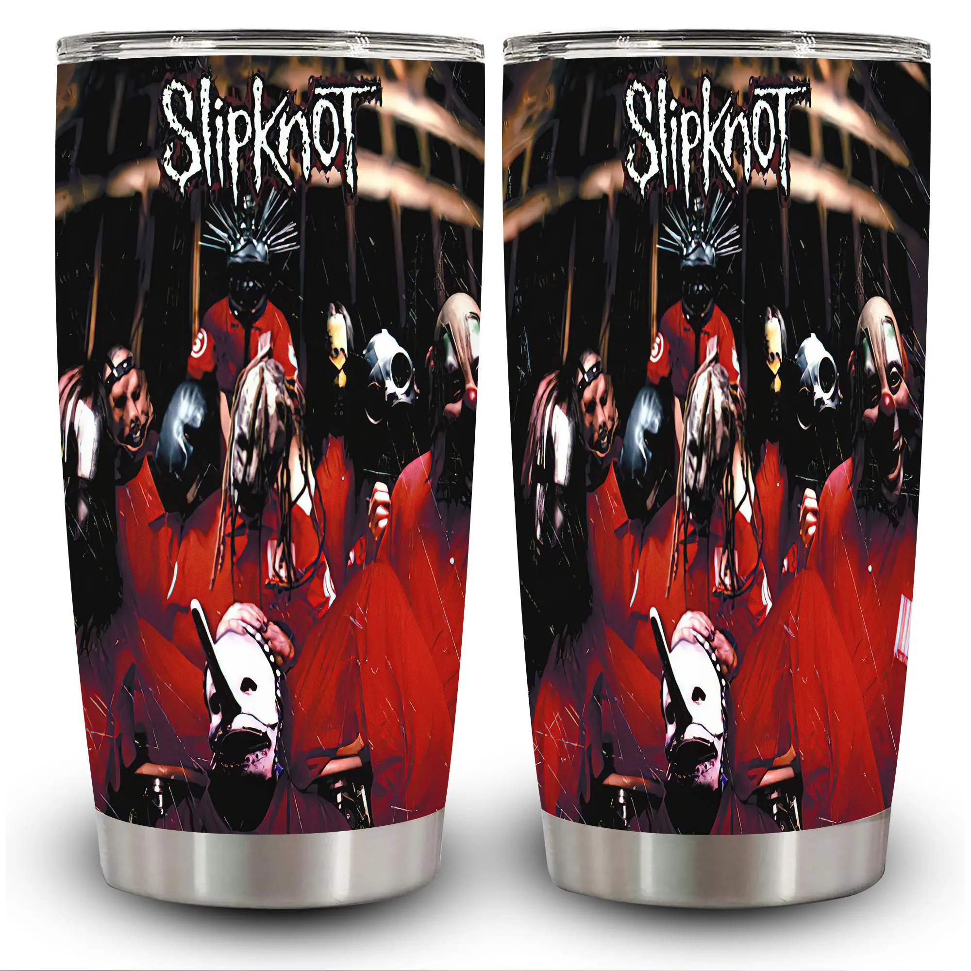 1pc 20oz Slipknot Band Insulated Travel Tumbler with Lid, Vacuum Flask Coffee Cup, Unique Gift for Men Women, Ideal for Halloween Celebrations, Flasks