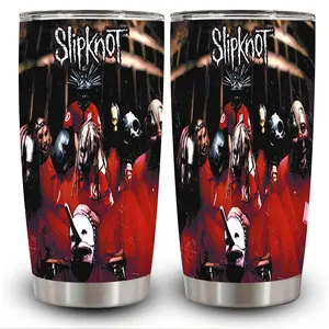 1pc 20oz Slipknot Band Tumbler with Lid, Insulated Travel Mug, Gift for Women Men, Ideal for Halloween, Independence Day, Memorial Birthday Gift, Coffee Cup, weird stuff
