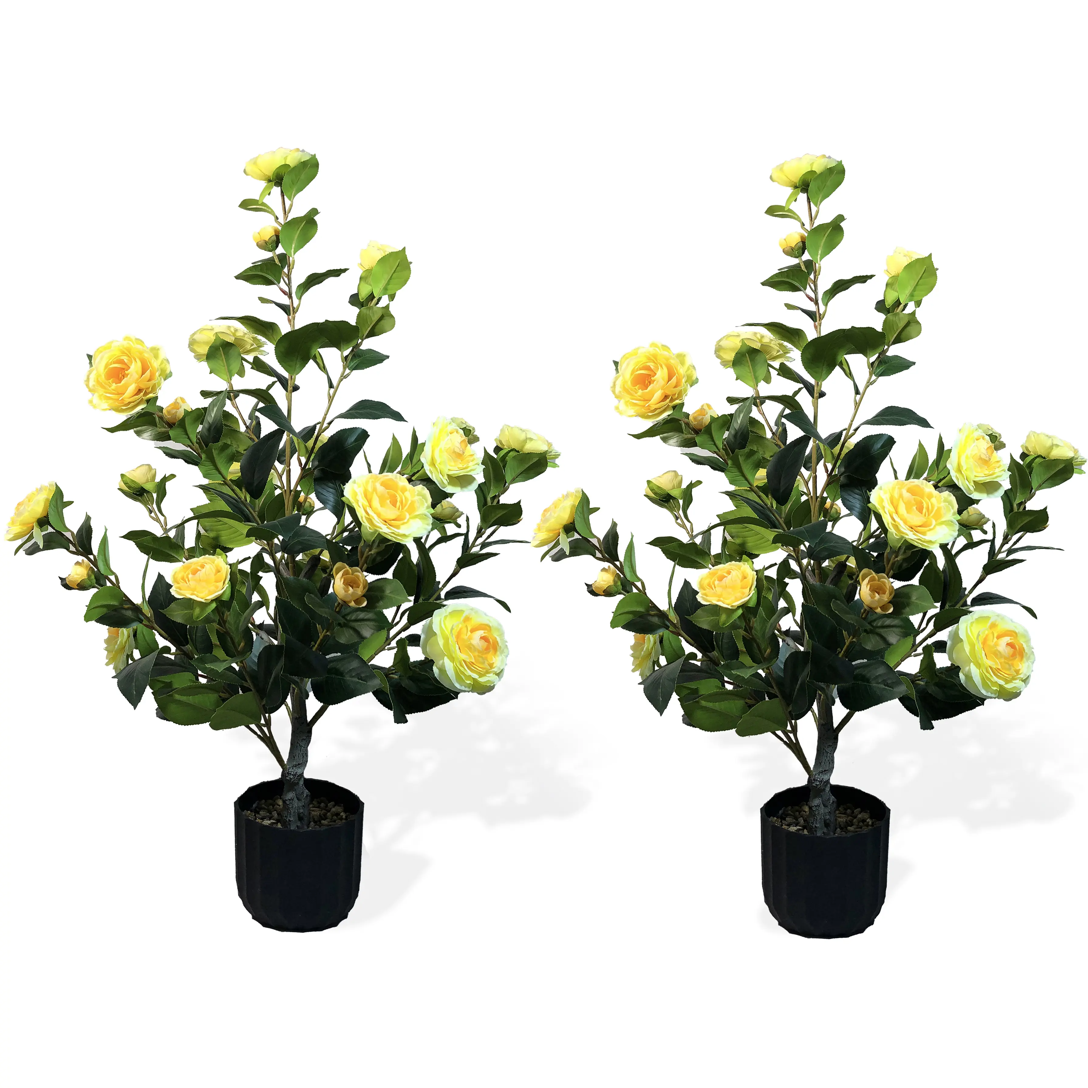 2-piece yellow camellia with flower pot