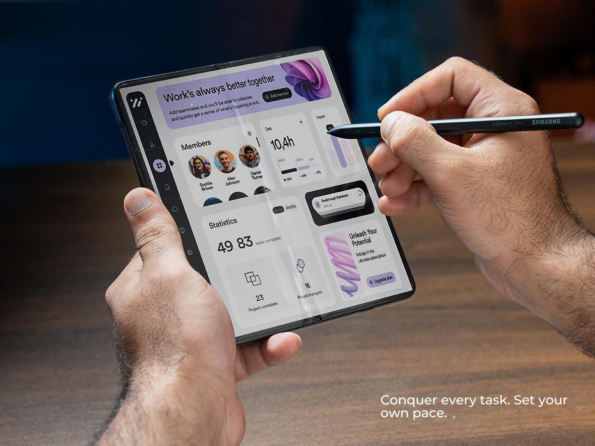 Dexnor Magnetic for Samsung Galaxy Z Fold 7 Case with Dual Kickstands & Front Screen Protector & Hinge Protection, Compatible with MagSafe, Full-Body Rugged Protective Cover Bumper Cases,6.5"