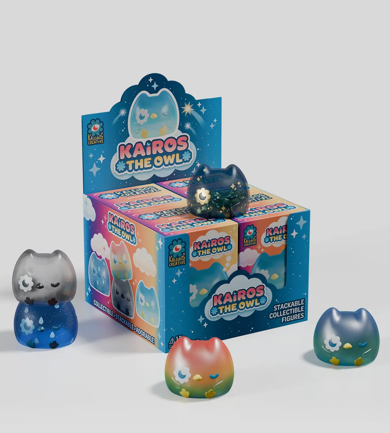 Kaleidos Creative - Kairos the Owl - Stackable - Blind Box - Mystery Box - Mascot - Owlet