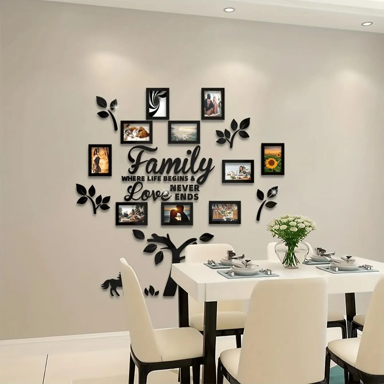 3D Acrylic Photo Frame DIY Collage Sticker Set, Home Office Gallery Wall Decoration, Home Supplies Ornament