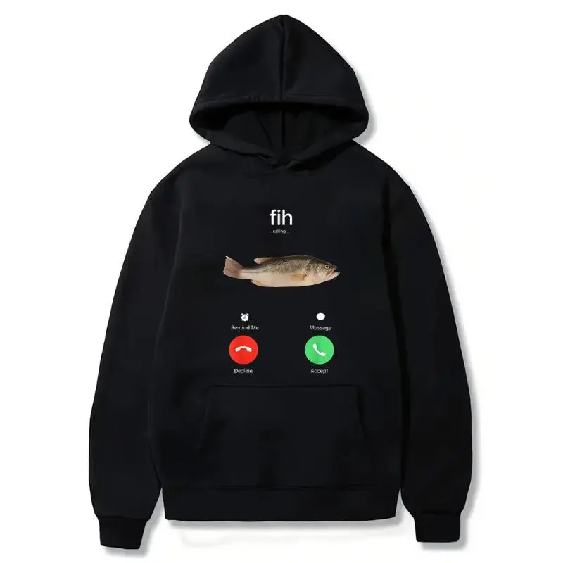 Women's Funny Fishing Graphic Round Neck Hoodie - 100% Cotton Casual Pullover with Seamless Underarms and Soft Smooth Fabric