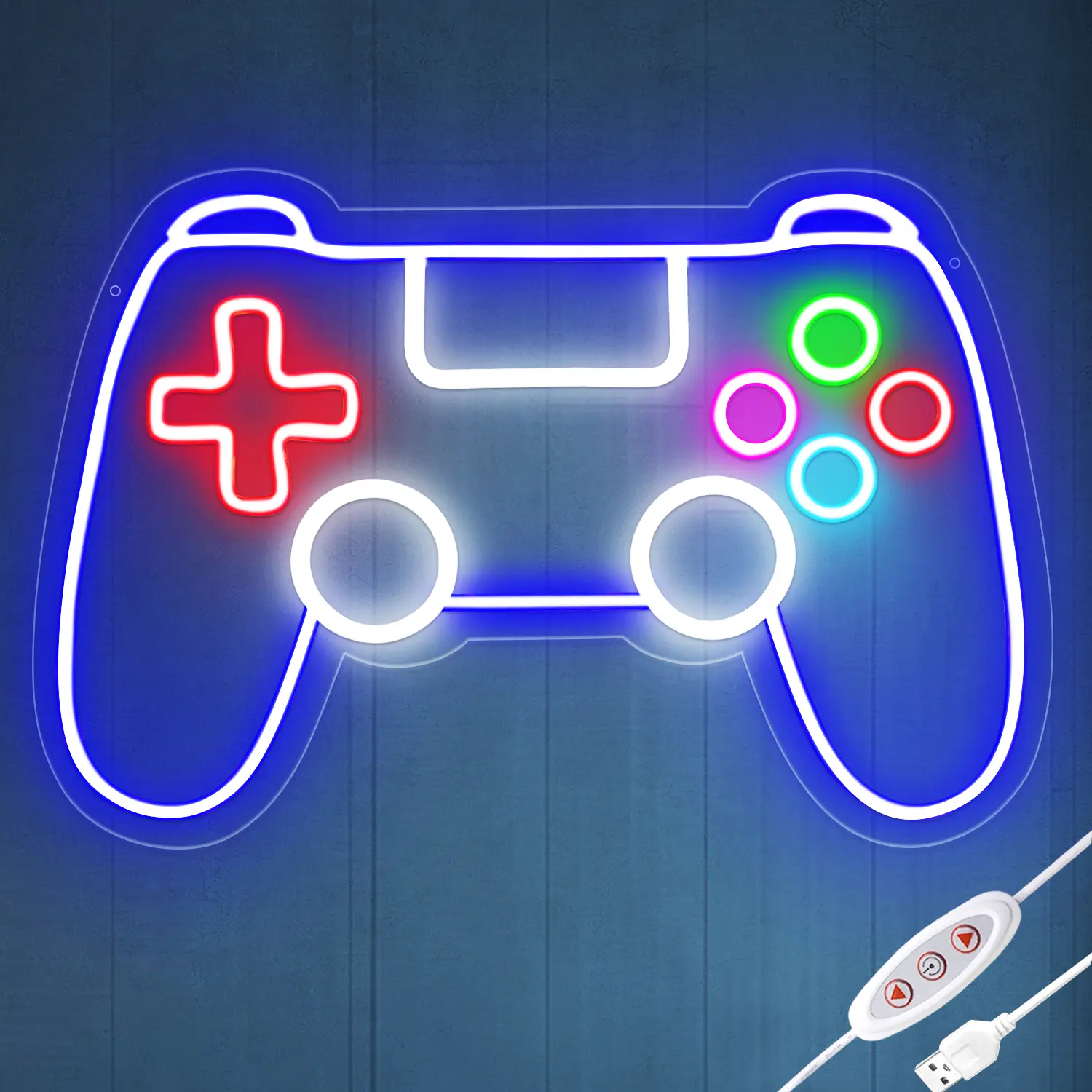 SEGRASS Acrylic Gaming Theme LED Neon Accent Lights - USB-Powered Dimmable, Hook-Included Glowing Neon-Lit Multichrome Novelty Lighting for Teen Rooms, Guys Gifts, Led Neon Lights