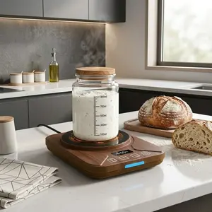 FJR Sourdough Starter Warmer Kit -Programmable 24H Timer Heating Mat, Adjustable 70-100°F, Safe BPA-Free, Compact Countertop Design, Essential for Beginner Bakers