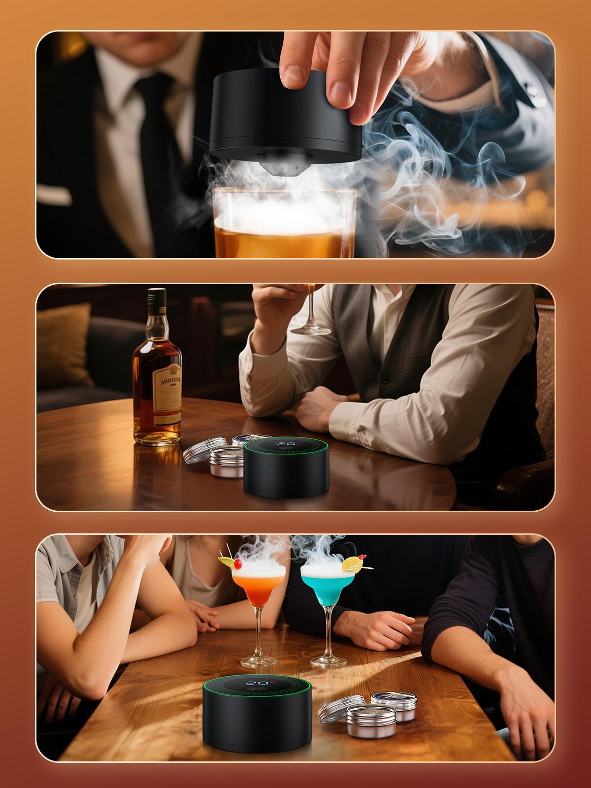 Amzseat Electric Whiskey Smoker Kit Built-in Lighter, No Butane Needed, Rechargeable Cocktail Smoker Kit with 6 Wood Chips,Fashioned Drink Smoker Kit, Bourbon Whiskey Gifts for Men,Dad,Husband,Valentine's Day gift