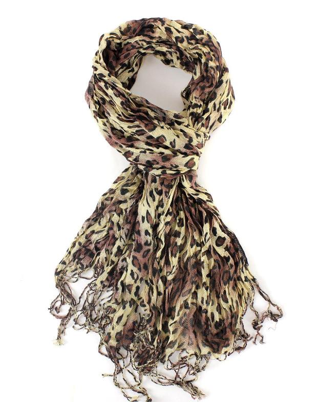Lightweight Leopard Print Fashion Scarf - Versatile Everyday & Travel Accessory with Fringe Ends Stylish Touch Generous Length Casual Outfit
