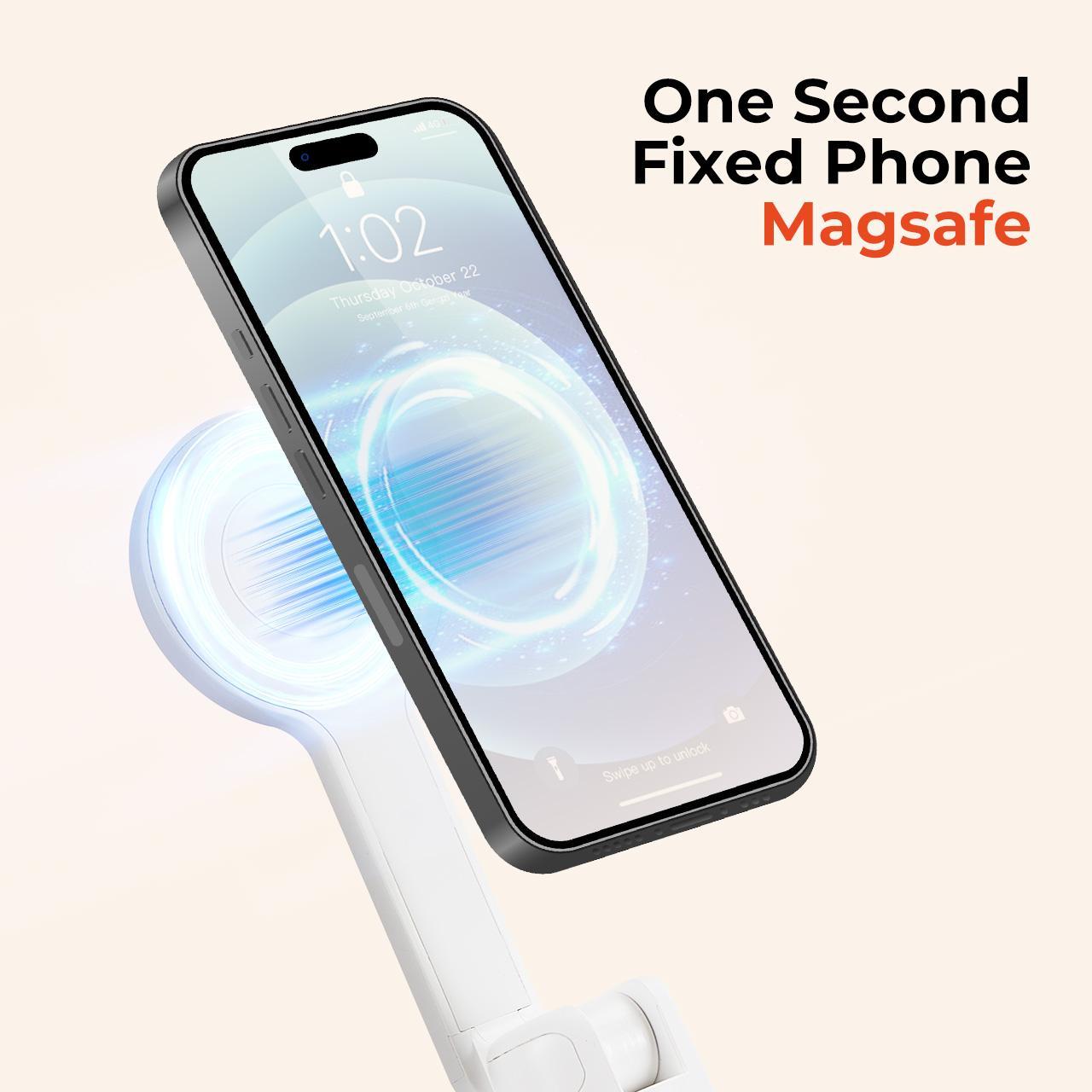 【MUNBYN Auto-Deploys Magnetic Tripod】Automatic Auto-Open Tripod, Magnetic Selfie Stick Tripod for iPhone and Android with Remote Control, 70'' Phone Tripod Compatible with MagSafe, Fit for iPhone 12/13/14/15/16 Series, MagSafe Case