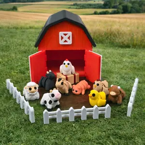 3d Printed Farm w/ 9 Farm Animals - Decor - Figurines