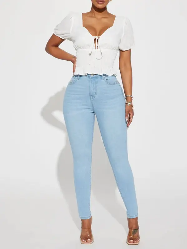 Alaia High Rise Stretch Skinny Jeans - Light Wash