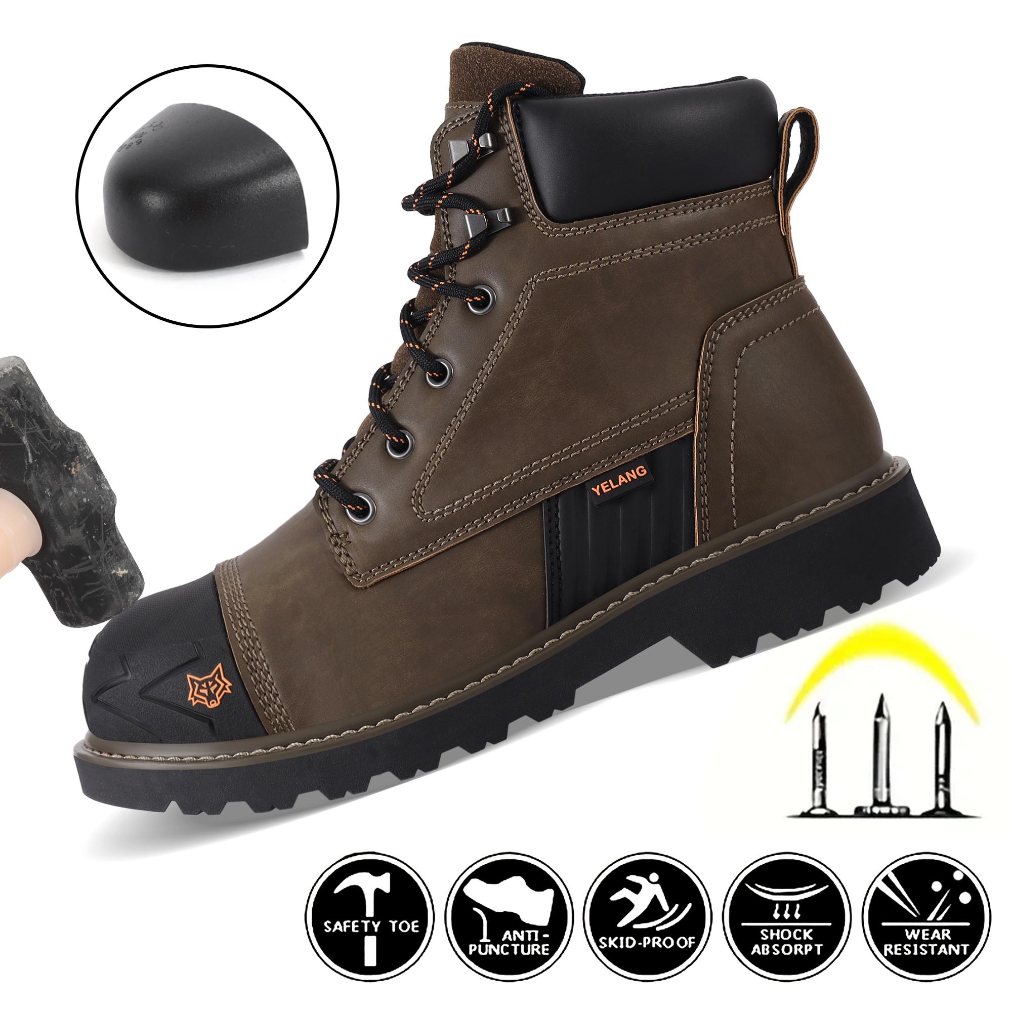 Men's Steel Toe Closed Safety Work Boots - Slip-Resistant, Puncture-Proof Utility Footwear for Worker, Construction-Grade Casual Work & Safety Footwear, Heavy Protection Work & Safety Footwear