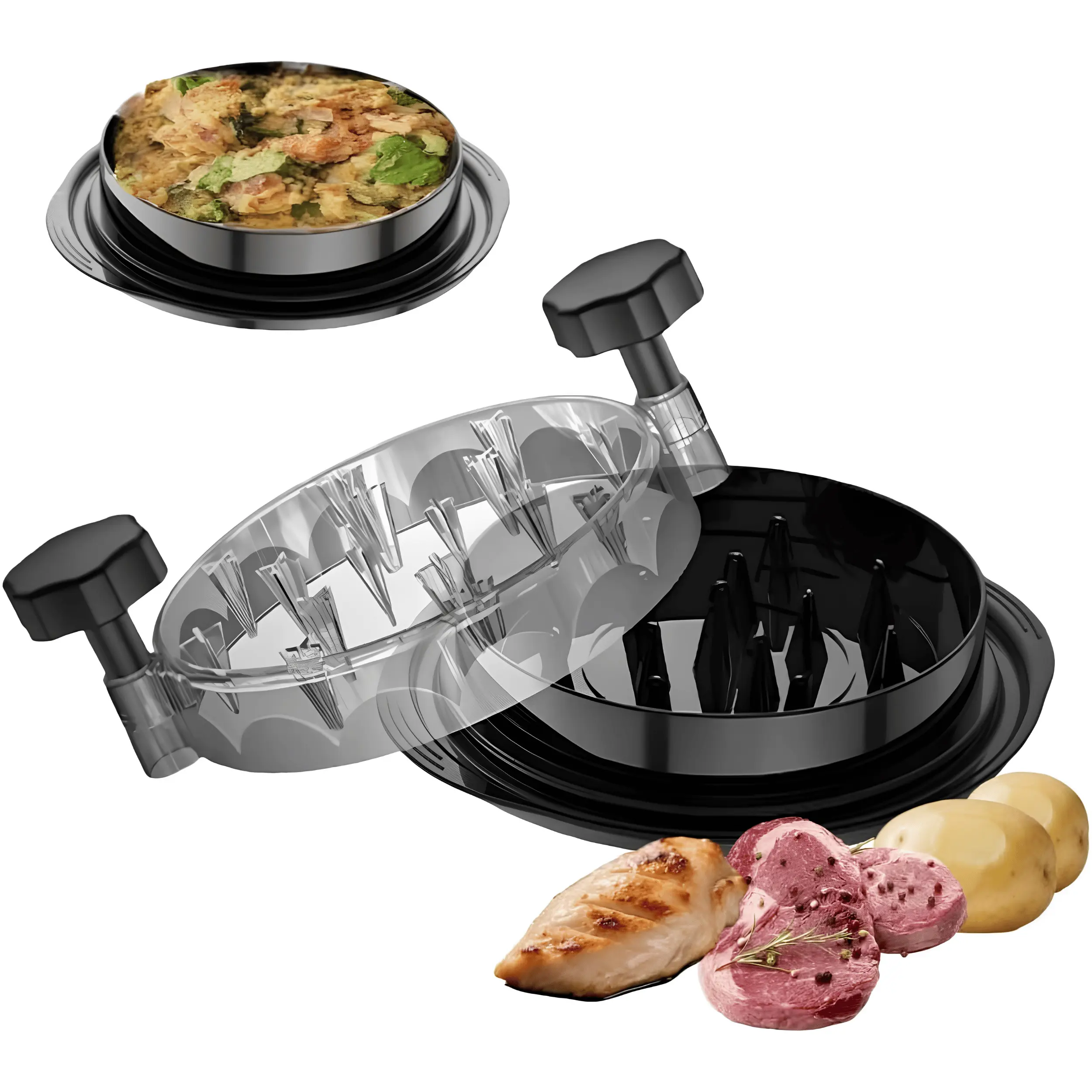 Chicken Shredder Tool  Manual Meat Shredder, Meat Tenderizer & Potato Masher for Pulled Pork, Chicken, Beef and Other Meats, Easy-Twist Food Preparation Tool for Fast Shredding and Mixing