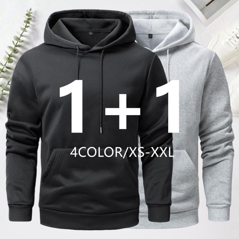 Men's Spring & Autumn Thin Long-Sleeve Hoodie Casual Fashion Pocket Design Hooded Sweatshirt Lightweight Jacket with Zipper Pocket Drawstring Hood Autumn Clothing Solid Color