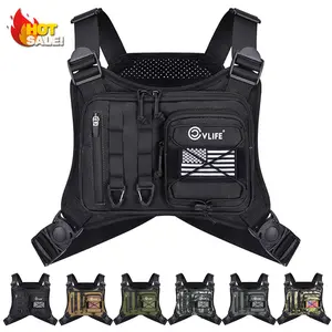 【New Store Deal】CVLIFE Outdoor Chest Bag for Men, Tactical Chest Pack, Adjustable Running Vest Bag with Holster, Lightweight Anti-theft EDC Rig for Hiking Running Camping