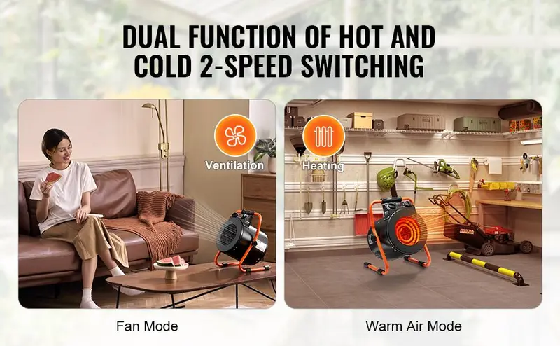 VEVOR 1500W PTC Electric Portable Greenhouse Heater - Durable Alloy Steel, 1500w Power, Thermostat, 3-Speed Setting, 25° Angle Adjustment, Anti-Slip Base, Heat Safe Overheat Protection, Simple Knob Control, Under 5 lbs, for Greenhouse, Flower Room VEVOR 1500W PTC Electric Portable Greenhouse Heater - Durable Alloy Steel, 1500w Power, Thermostat, 3-Speed Setting, 25° Angle Adjustment, Anti-Slip Base, Heat Safe Overheat Protection, Simple Knob Control, Under 5 lbs, for Greenhouse, Flower Room