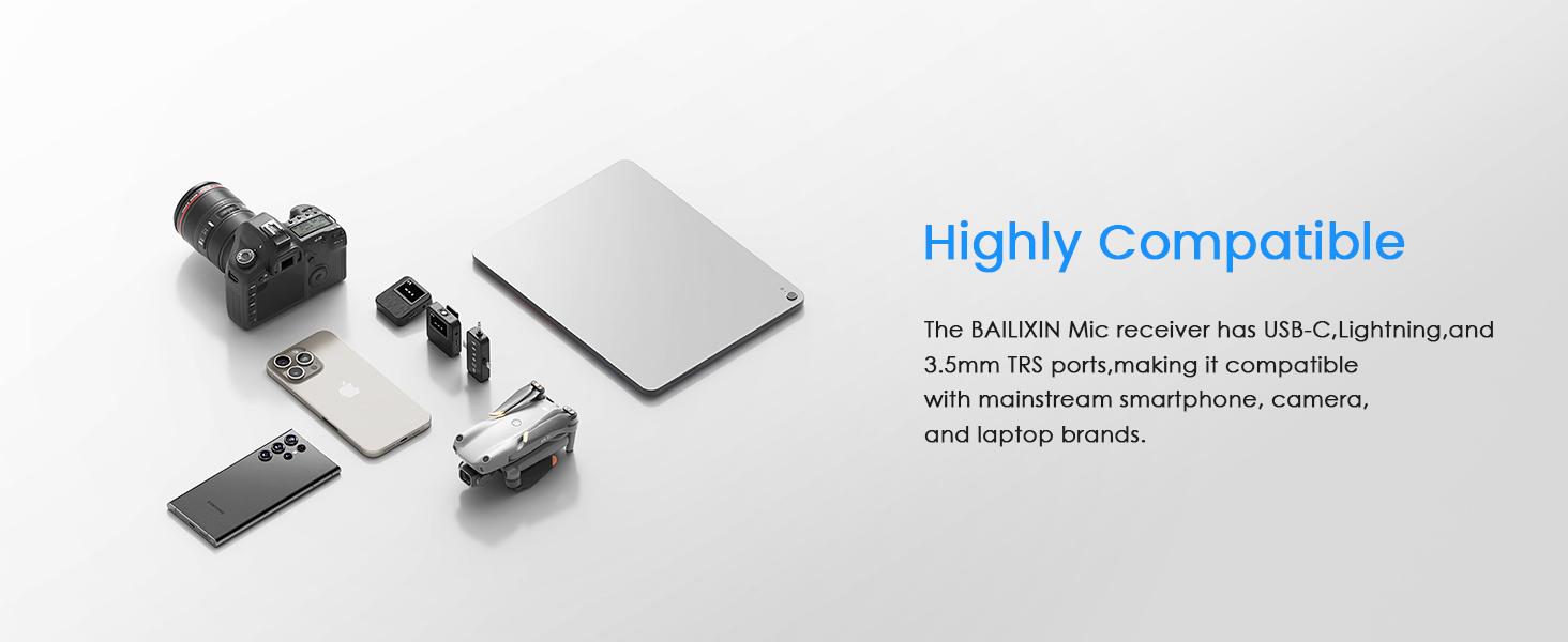 3-in-1 Wireless Microphone for iPhone, Android, Camera - 328ft Long Range, 20H Battery Life,Lapel Mic with AI Noise Reduction for Video Recording, YouTube, TikTok