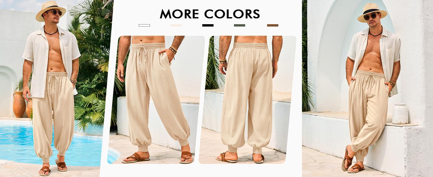 Runcati Mens Harem Pants Casual Elastic Waist Drawstring Baggy Hippie Trousers Cotton Linen Boho Yoga Beach Pants Runcati Mens Harem Pants Casual Elastic Waist Drawstring Baggy Hippie Trousers Cotton Linen Boho Yoga Beach Pants