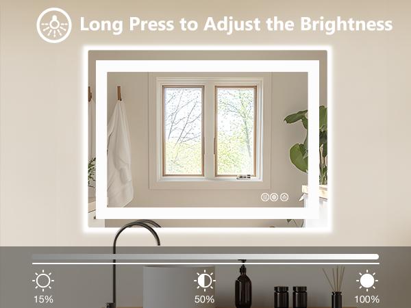 【Valentine's Day Gifts】LED Bathroom Vanity Mirror for Wall with Double Front and Back Light, Anti-Fog, Shatter-Proof, Dimmable, Tempered Glass, Memory Function