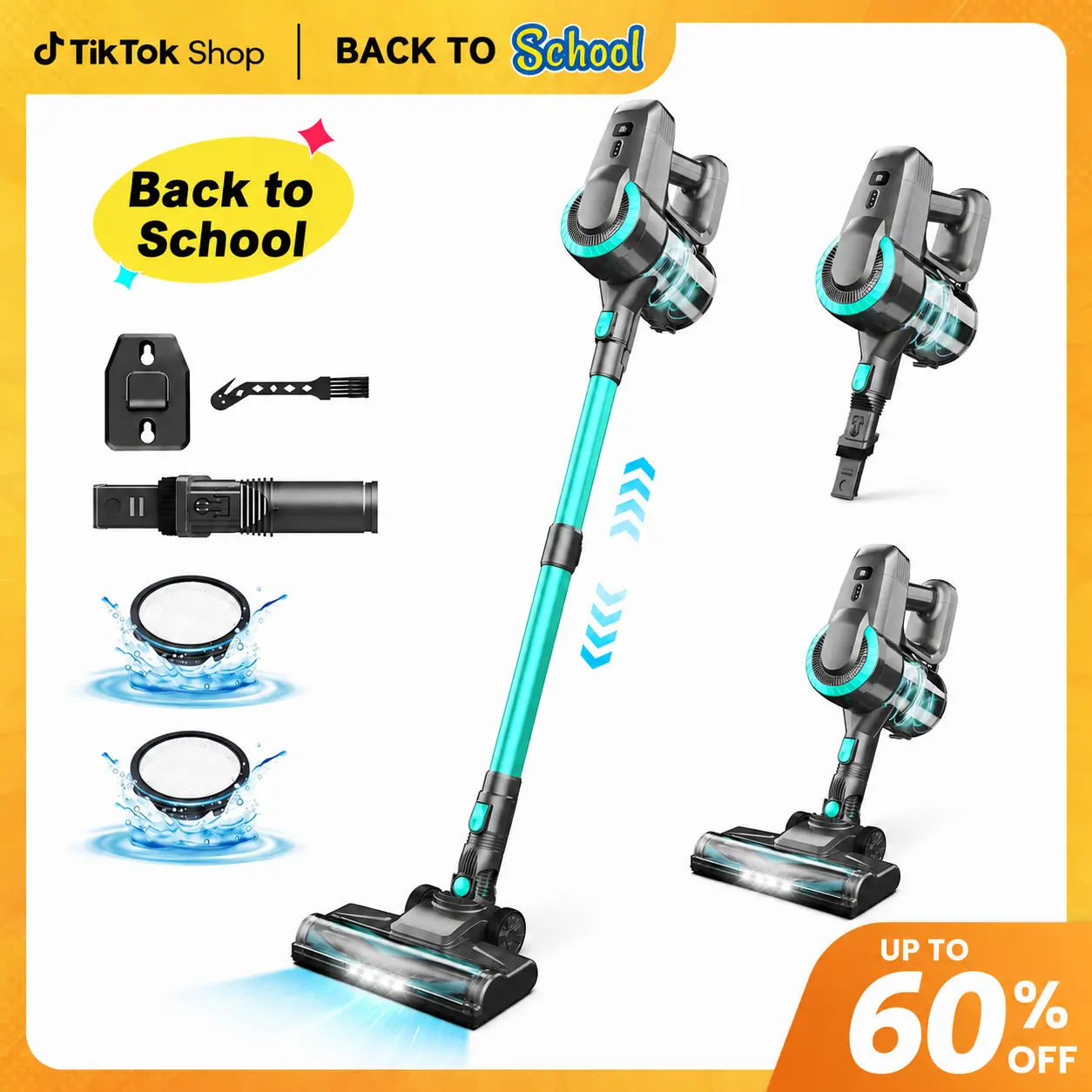 [BackToSchool] Devoac Cordless Vacuum Cleaner,8-in-1 Rechargeable Stick Vacuum,Up to 40mins Runtime,Powerful Suction,Lightweight,Versatile for Hardwood Floors\Car\Carpets\Pet Hair,back to school,back to school haul