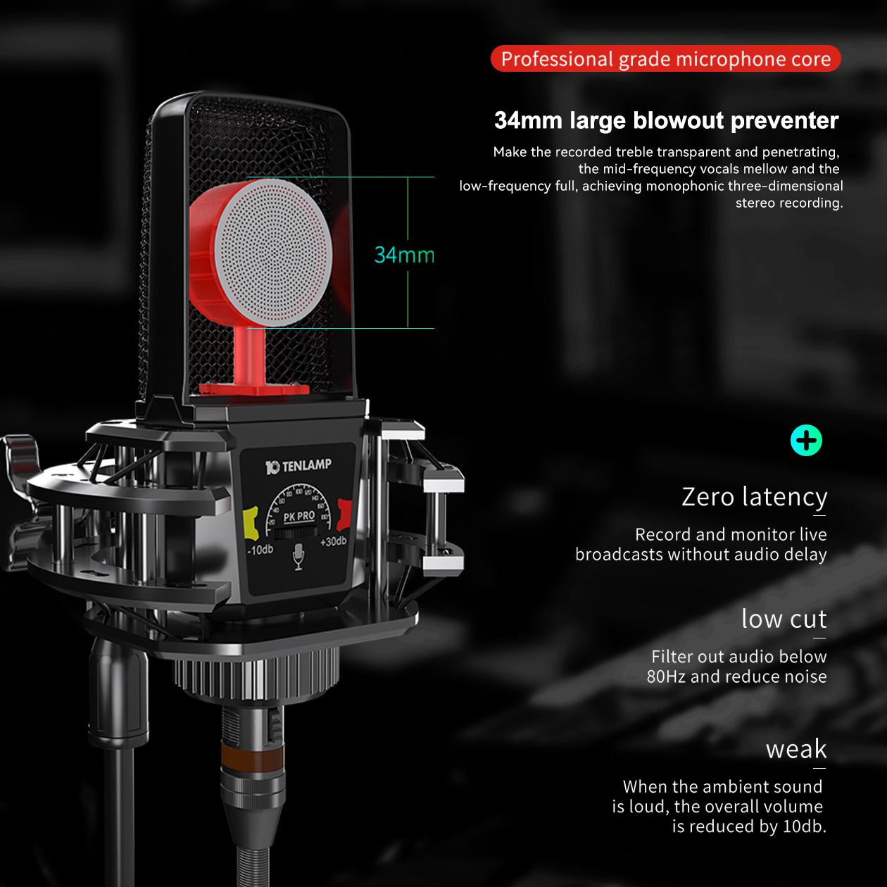 Teanlamp P15 microphone is a condenser microphone suitable for podcasts, videos, and live streaming. It comes with a microphone stand and is compatible with PS4/5/PC.