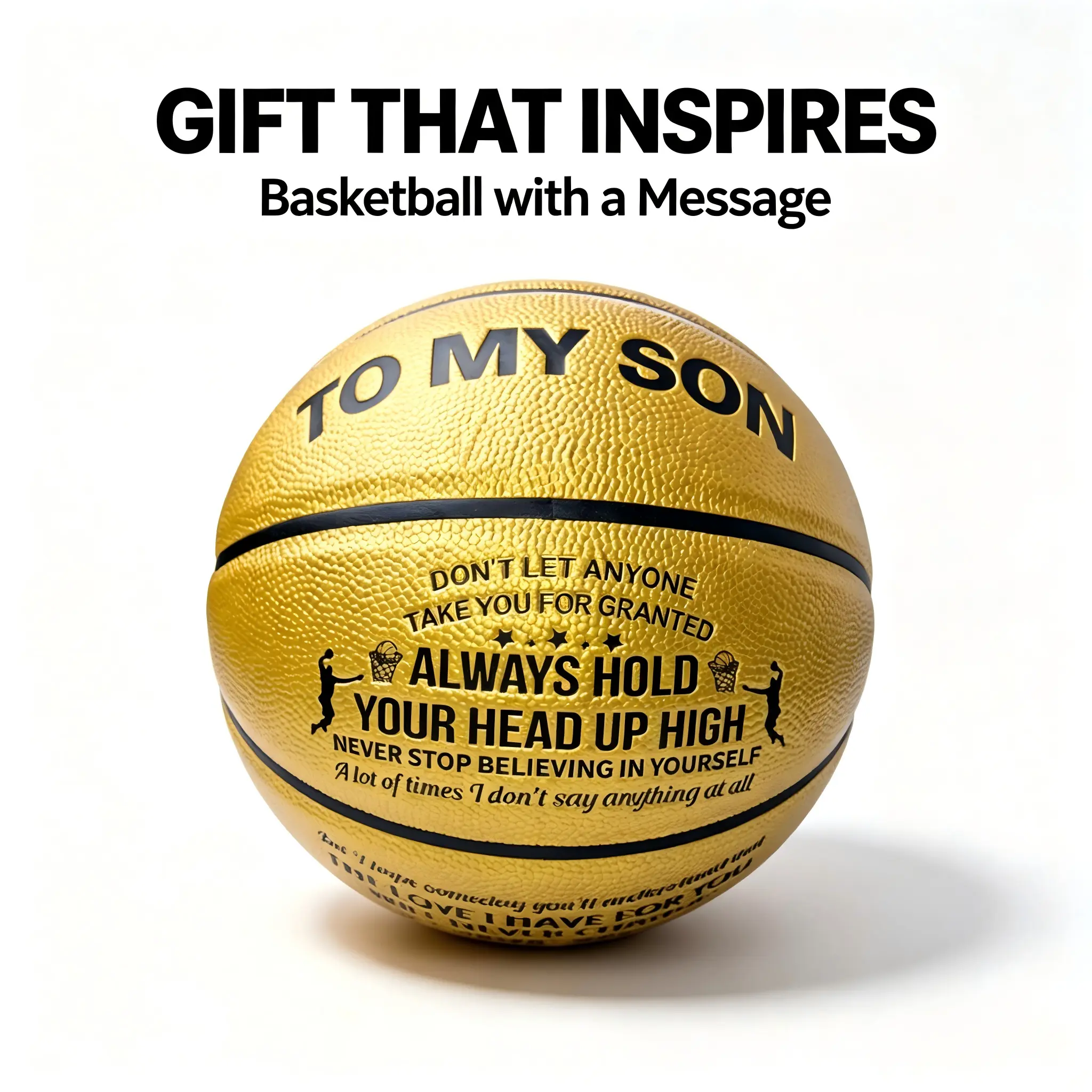 Inspiring Basketball with a Message - "To My Son" Motivational Quote - Perfect Gift for Basketball Enthusiasts Standard Indoor-Outdoor Basketball Net door hoop