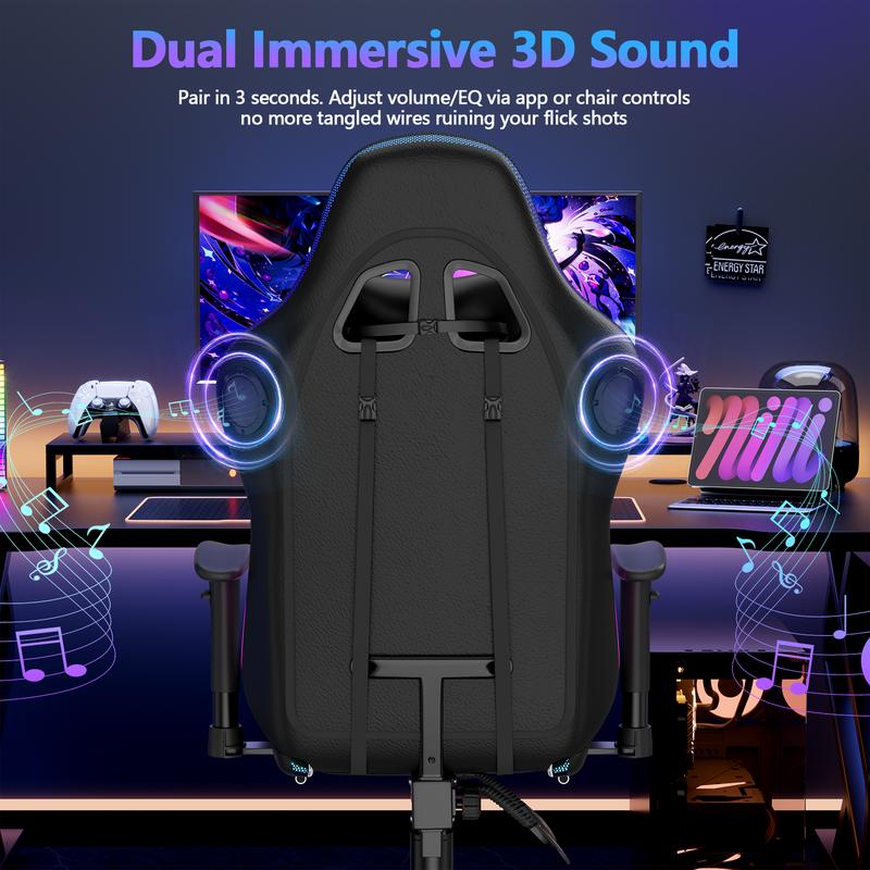 【RGB Series】Mr IRONSTONE L Shaped Gaming Desk with Led Lights Corner Computer Desk,L Shaped Desk with Carbon Fiber Surface, Home Office Desks Writing Workstation with Large Monitor Stand, Easy to Assemble, BacktoSchool