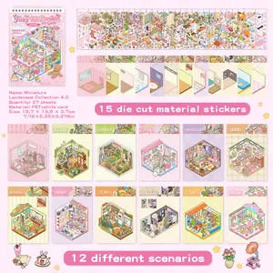 YI Lan miniature Scene Sticker – 18 Sets of DIY 3D  Scenes Cute Cartoon Stickers Kit for Kids & Adults – Fun Sticker Therapy Activity for Stress Relief, Crafts & Gifts,vintage artistic Multi-Style Pet
