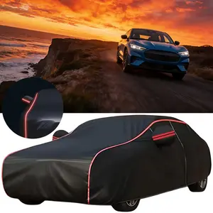 for Ford Mustang Mach-E 6 Layer Heavy Duty Car Cover Waterproof All Weather, UV Snow Dust Hail Resistant Anti-Scratch Full Exterior Cover Glow in Dark Black Indoor Outdoor