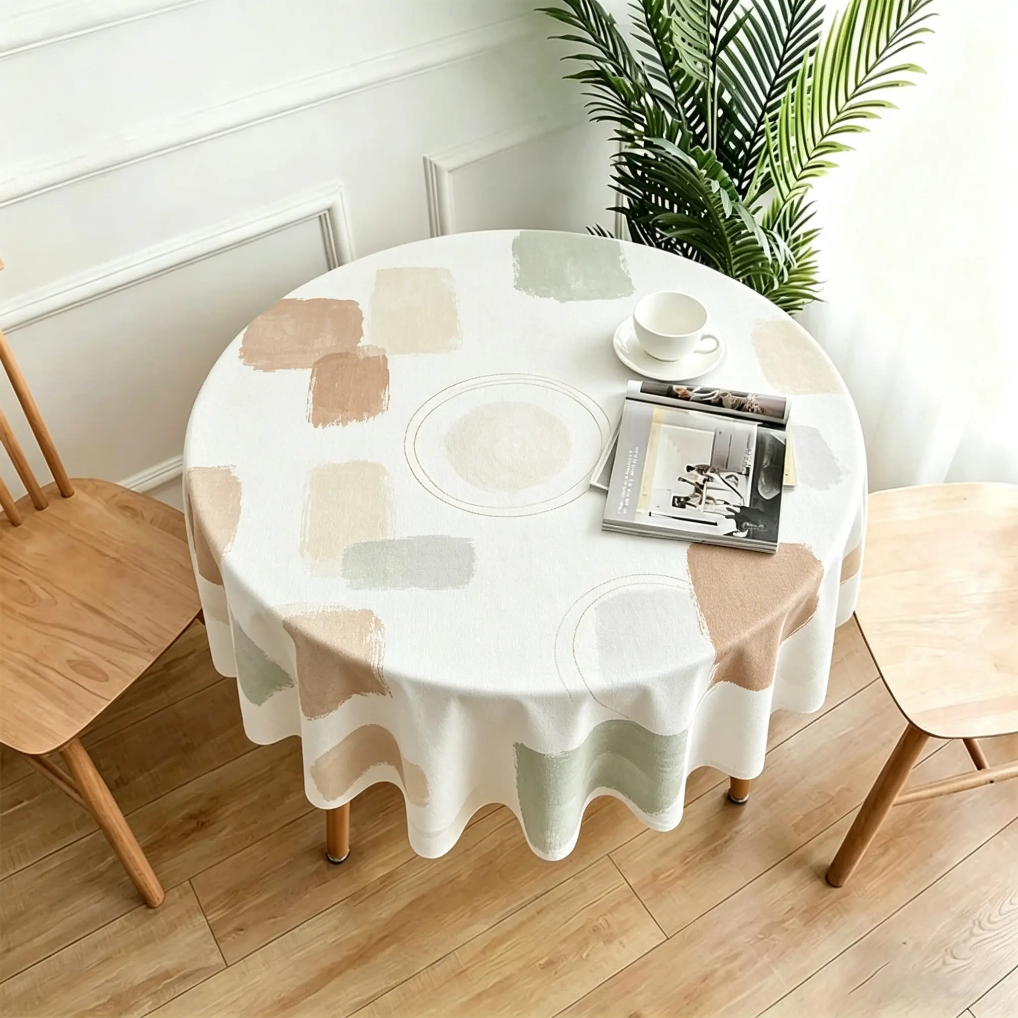 60-Inch Round Tablecloth with Multiple Stylish Patterns, Fits Round Tables Up to 48-Inch, Ideal for Parties and Daily Home Decor