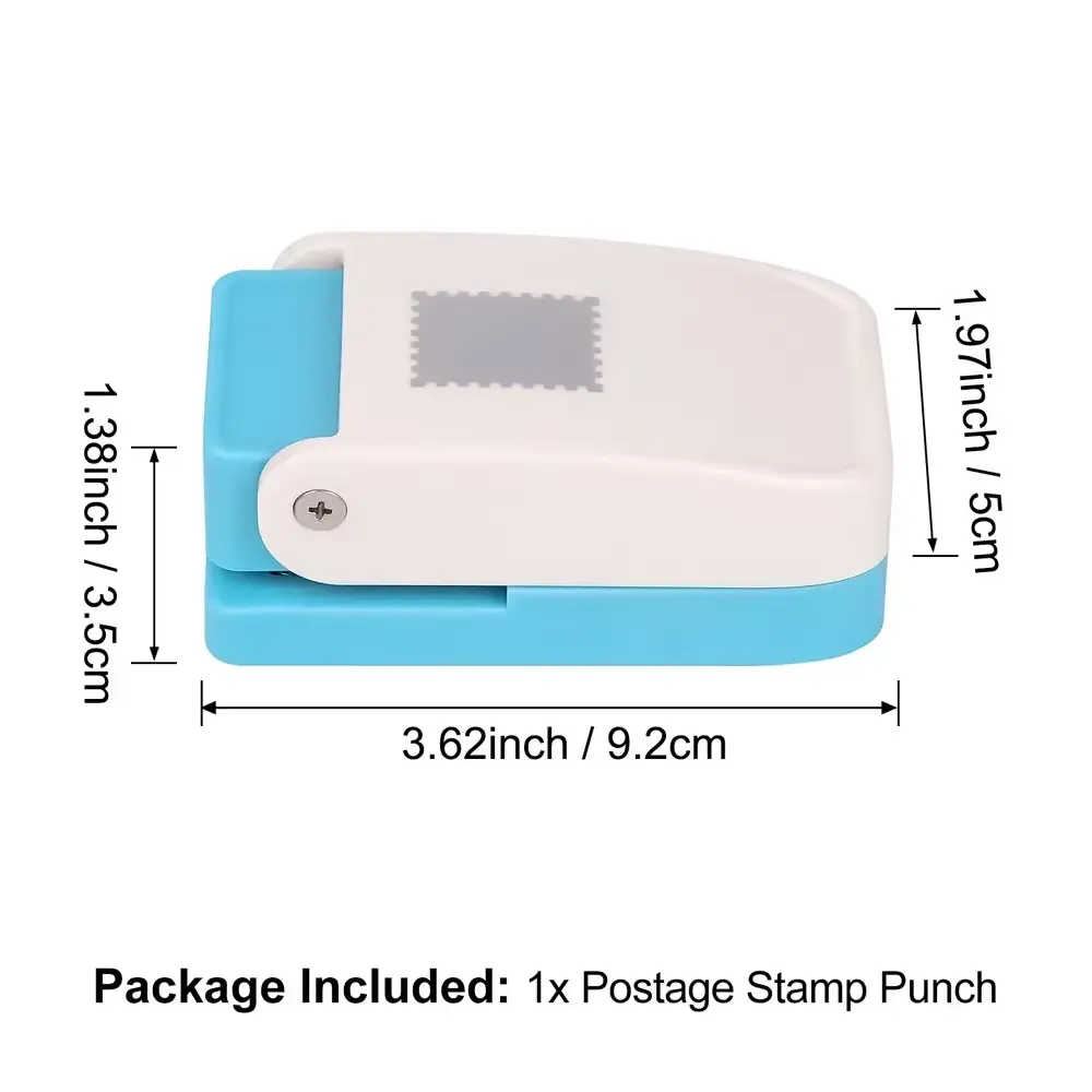 1X0.8Inch Rectangle Postage Stamp Punch Lever Action Craft Punch for Paper Crafting Scrapbooking Various Materials Punching Tool NONE