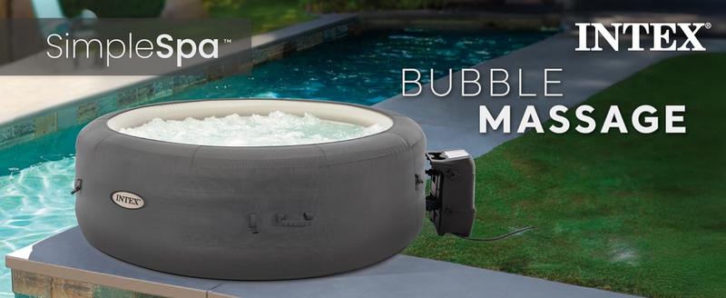 INTEX SimpleSpa Inflatable Hot Tub 4 Person | 6 Person Bubble Massage Spa: Includes Insulated Cover – Built-in QuickFill Inflation – Soothing Jets – 77" x 26"