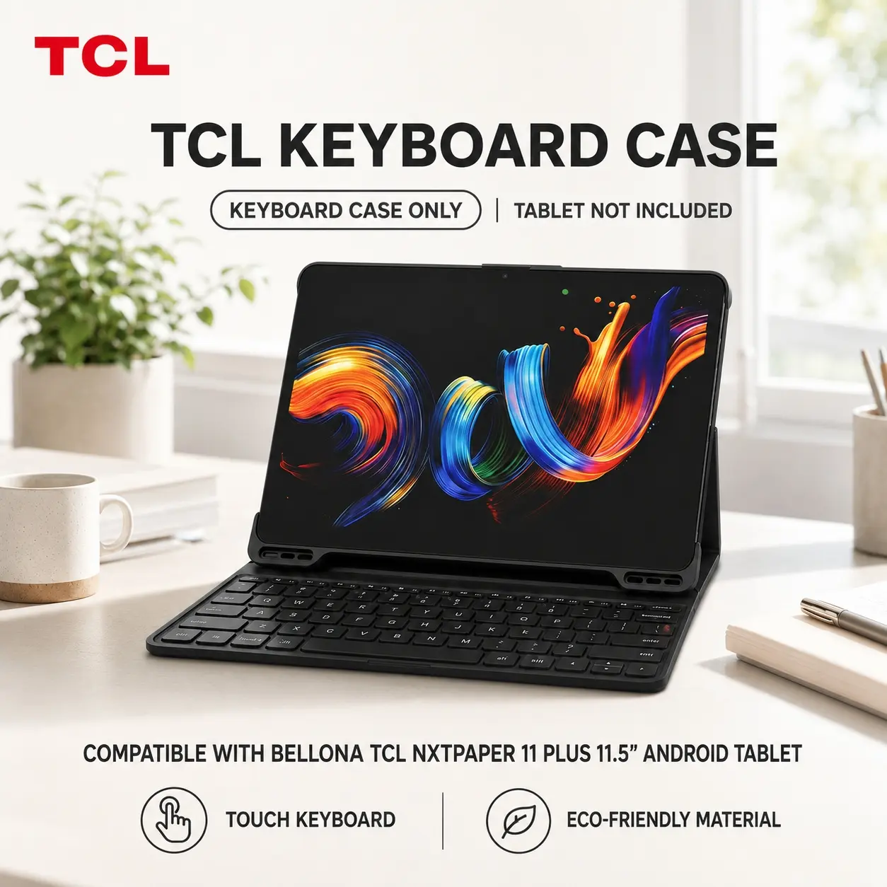 Keyboard Case for TCL NXTPAPER 11 Plus (Tablet NOT Included) – Detachable Design, Multi-Angle Stand, Magnetic + Clip-in Support, Slim & Portable, Long-Lasting Battery tiktokshopbacktoschool