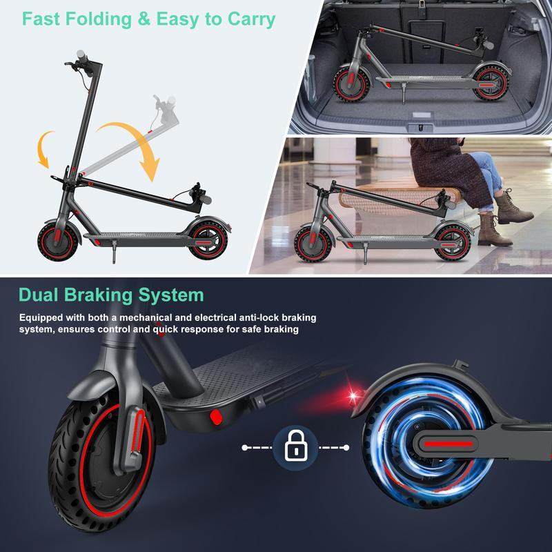 Electric Scooter -19 MPH Max Speed, 8.5''Honeycomb Solid Tires, 350W Motor, 12 Miles Range,Adjustable Speed Foldable Commuter Scooter with Dual Braking System &App Control School Scooters