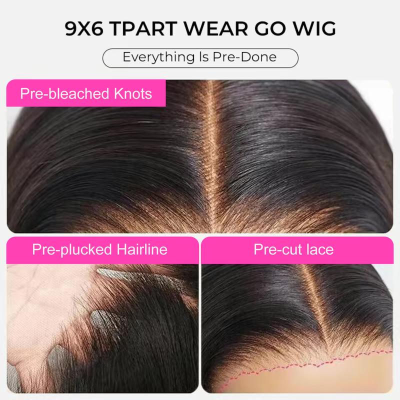 [New In] BGMgirl Wear Go Reddish Brown ️9x6 T-Part Layered Cut Bob Yaki Straight Pre Everything Pre Bleached Knots Wear Go Pre Plucked HairlineWig Lace Draw-String Glueless Human Hair Wig eve valentines day gift