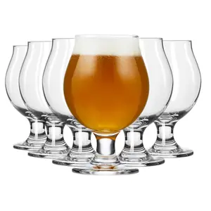 Libbey Entertaining Essentials Belgian Beer Glasses, 13 oz, Craft Beer Glasses Set of 6 for Belgian Ales, Unique Tulip Shape for Entertaining