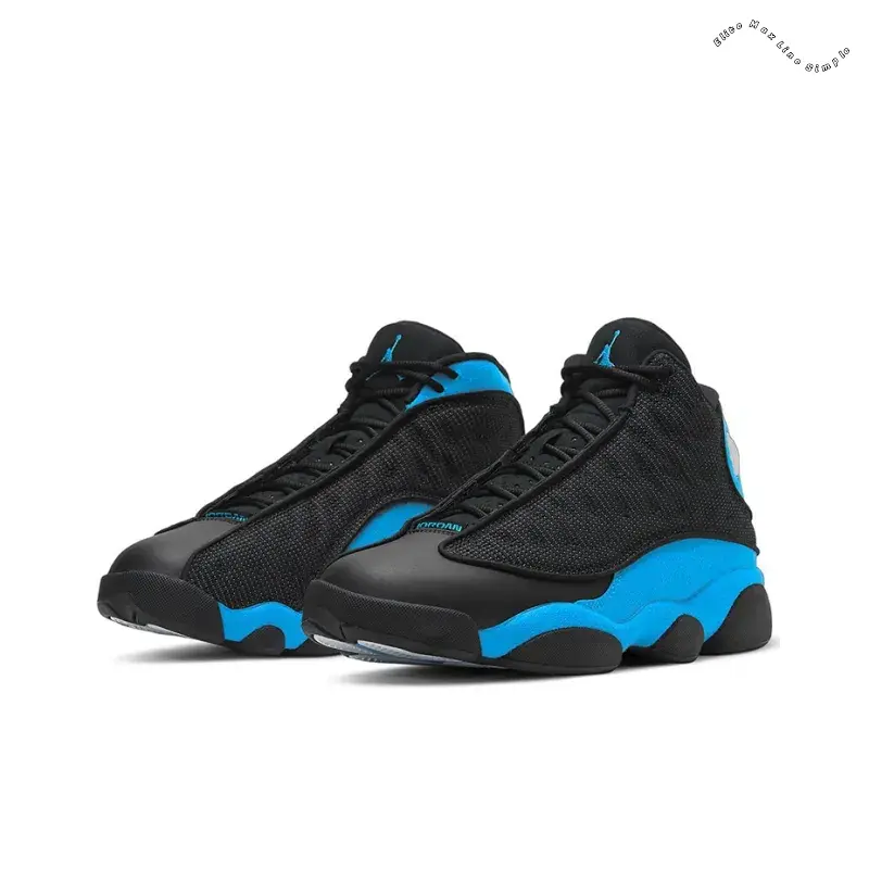 Black and Hyper Royal Blue High-Top Retro Sneakers with Mesh and Suede Upper for Bold Court Style