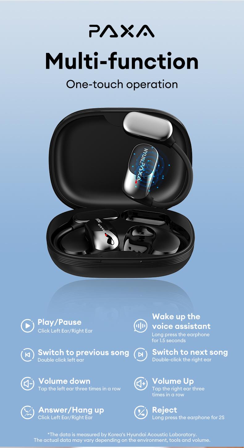 PAXA KC09 with Built-in 169-Language Translation Wireless Headphones with Electroplated Ear Hook Design – Comfortable, Great Sound, Bluetooth 5.4 Flash Connection, Wireless Earbuds for Music and Calls