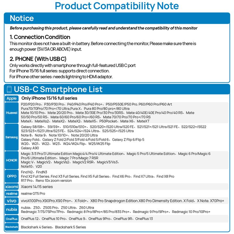 ARZOPA Portable Monitor 15.6'' 1080P 60Hz&144Hz FHD Laptop Monitor USB C HDMI Computer Display HDR Eye Care External Screen for PC Mac Phone Xbox Switch PS5