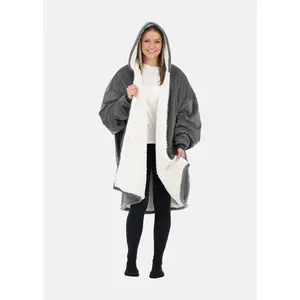 THE COMFY Original Full-Zip- Sherpa Lined Wearable Blanket Hoodie with Full Length Zipper for Warmth and Style, Machine Washable, One Size Fits Most, Seen on Shark Tank, Great Gift, Great for Winter, Womenswear