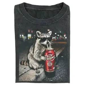 Vintage Raccoons Dr Pepperr T-shirts, Funny Meme Genz Dank Raccoons, Trendy Shirt, Animal Meme Graphic Tee, Gift for Men, Women, Women funny shirts for women, Womenswear Cotton Top Streetwear