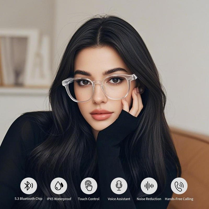 AI Translation Smart Glasses with Bluetooth Auto-Tinting Polarized Lenses Built-in Speakers Mic Blue Light Blocking Wearable Wireless 160 Languages Real-Time AI Translation White