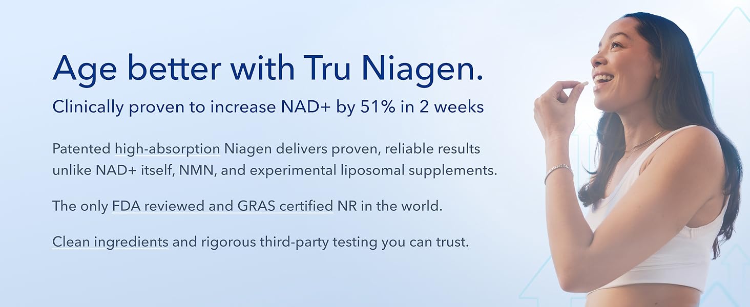 Tru Niagen 300mg - 30 ct | Capsules, Dietary Supplement | Clinically Proven NAD+ Booster