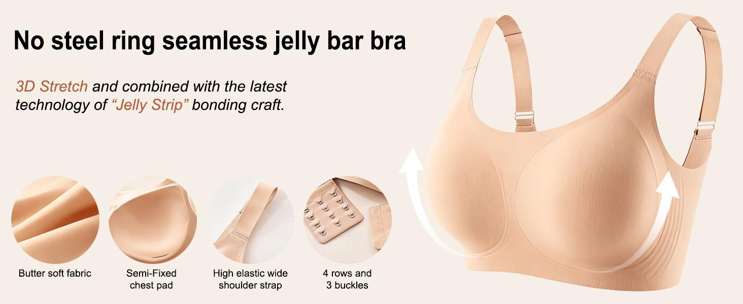 VRCOMFY Women’s Wireless Bras – Full Coverage, Comfortable Padded T-Shirt Bra, Everyday No Underwire Support