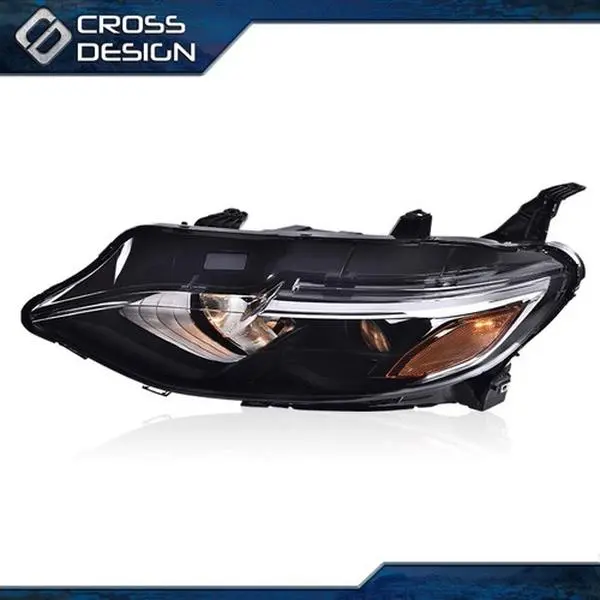 CROSSDESIGN Driver Side LH Front Halogen Headlight - OEM Fit, Plastic, Water-Resistant Car Lighting Accessories, Improved Vision Replacement for 2019-2021 Chevrolet Malibu Car Headlights, Car Headlights Replacement