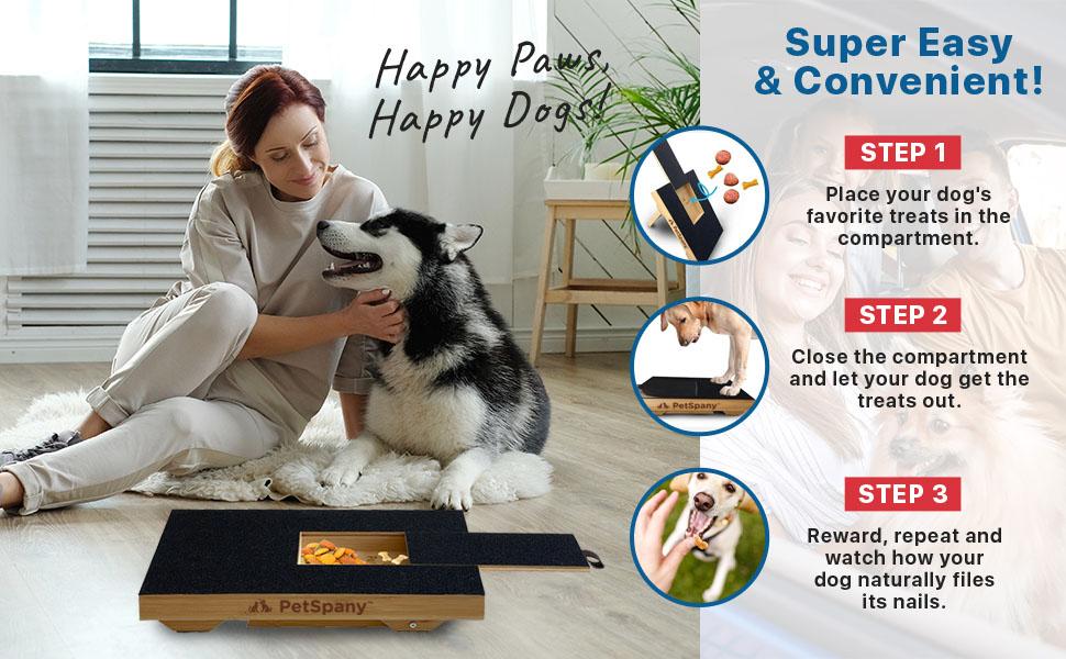 PetSpany Dog Nail Scratch Board 14.55x10.39 inch (37x26.4 cm) - Bamboo Wood Scratch Pad with Treat Box - Stress-Free Dog Scratch Pad for Nails - Scratching Nail File Board