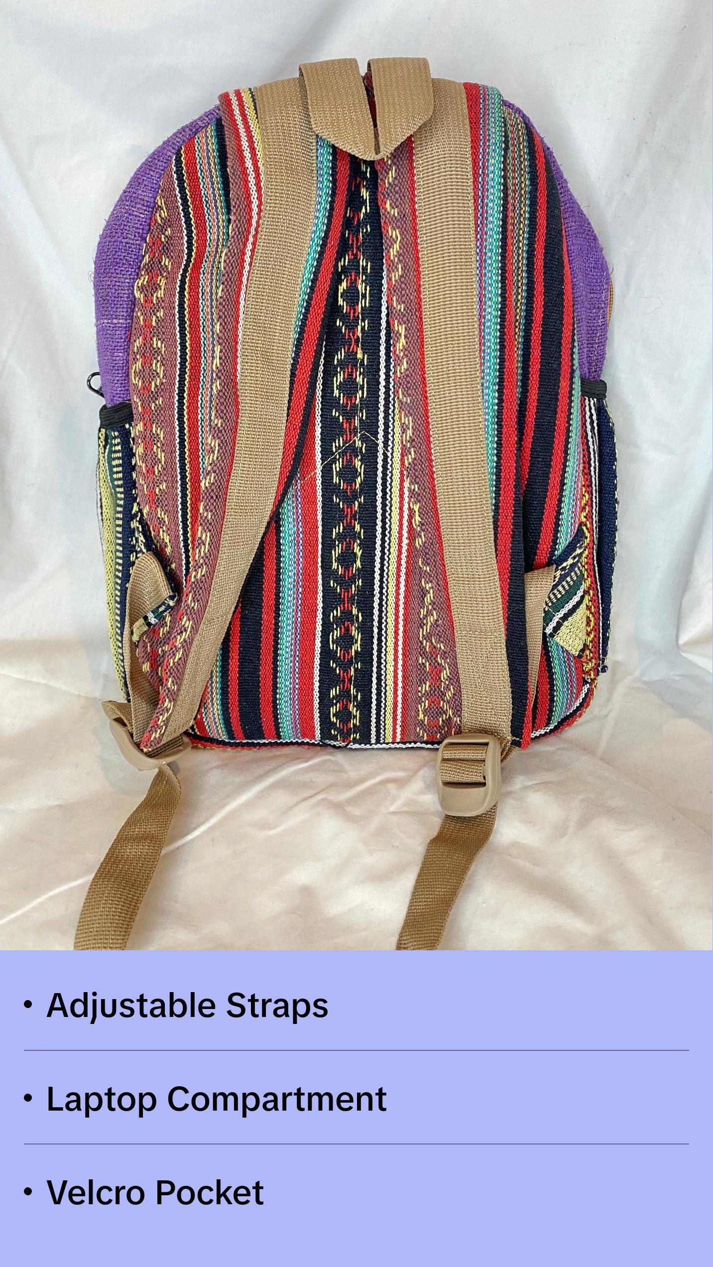 Himalayan Hemp Backpack -Orange/Purple