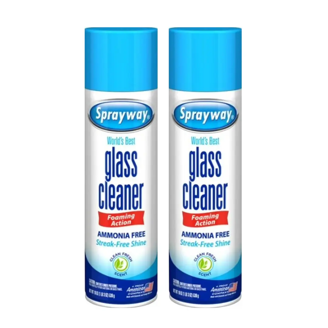 Sprayway Scented Ammonia-Free Foam Cleaner for Windows, 2-Pack 19oz Household Glass Foaming Spray, Streak-Free Easy to Clean, Heavy-Duty Action, Dripless Dry, No Rinsing, Removes Dirt Grease Grime