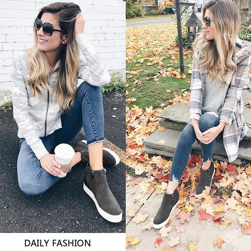 Athlefit Women's Wedge Sneakers Hidden Heel Platform Wedge Booties Hidden Wedgie Sneakers winter boots boots Shoes Footwear Girl Flatform