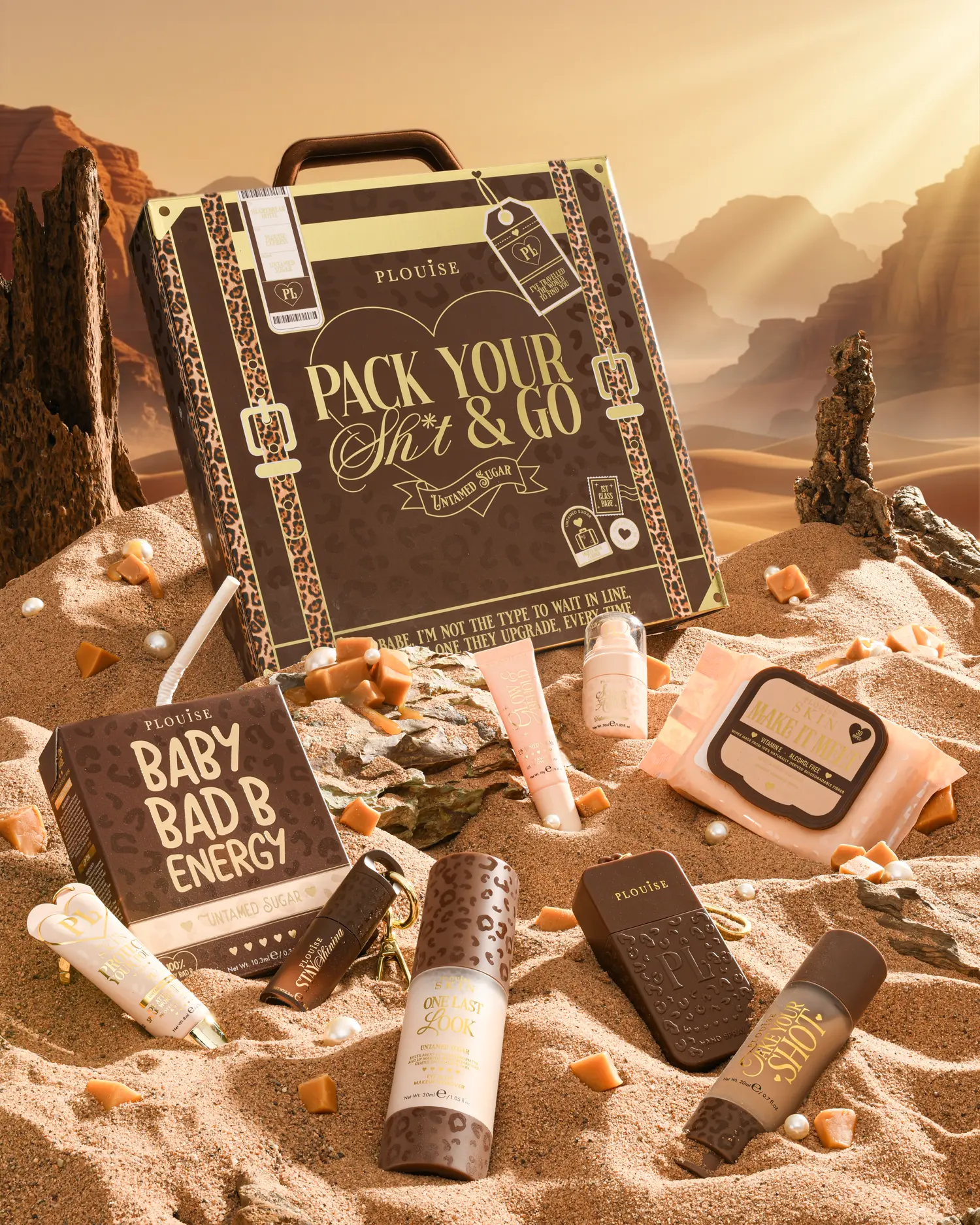 P.Louise Cheetah Pack Your Shit & Go Suitcase Bundle