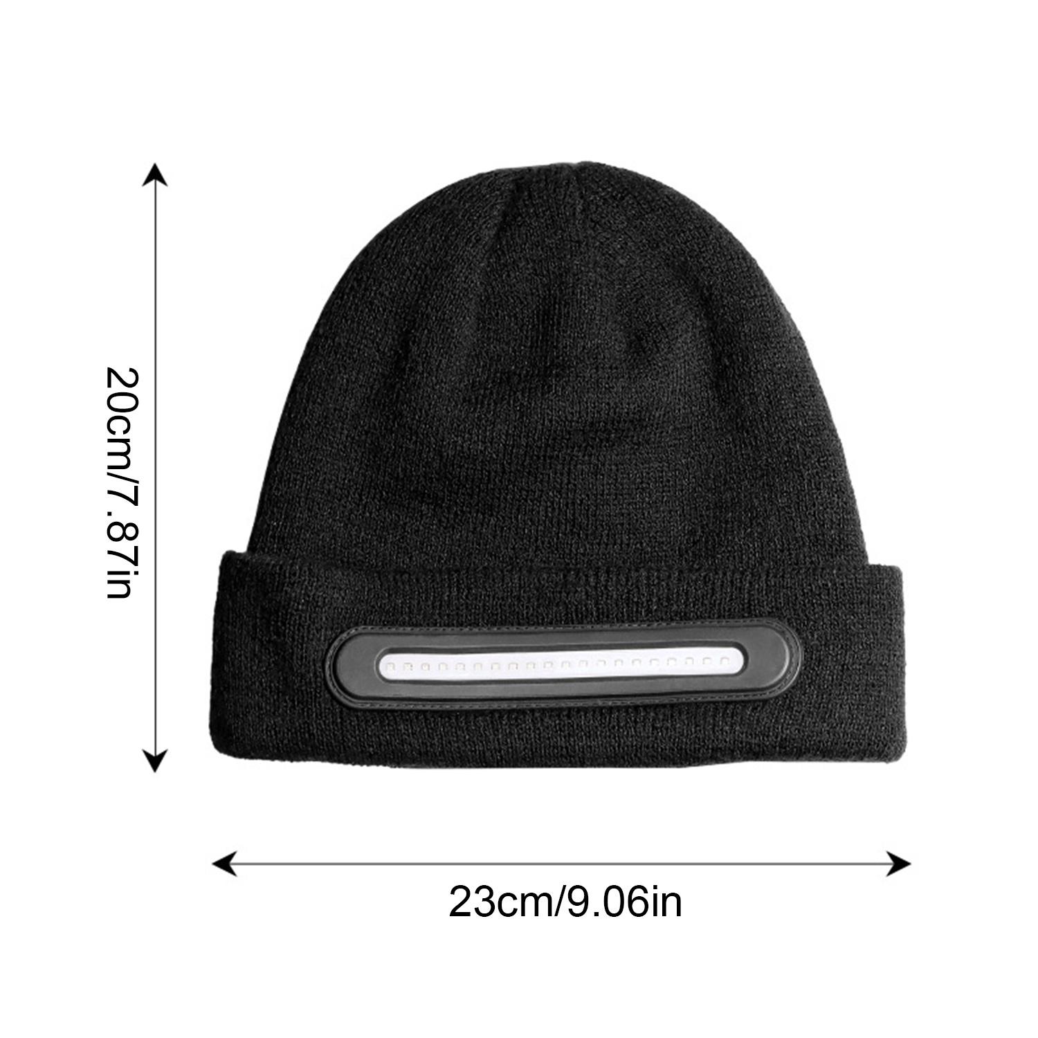 Bluetooth Beanie with a Light, Unisex USB Rechargeable 4 LED Fashlight Hat with Cordless Headphones, Unique Christmas Gifts - Black
